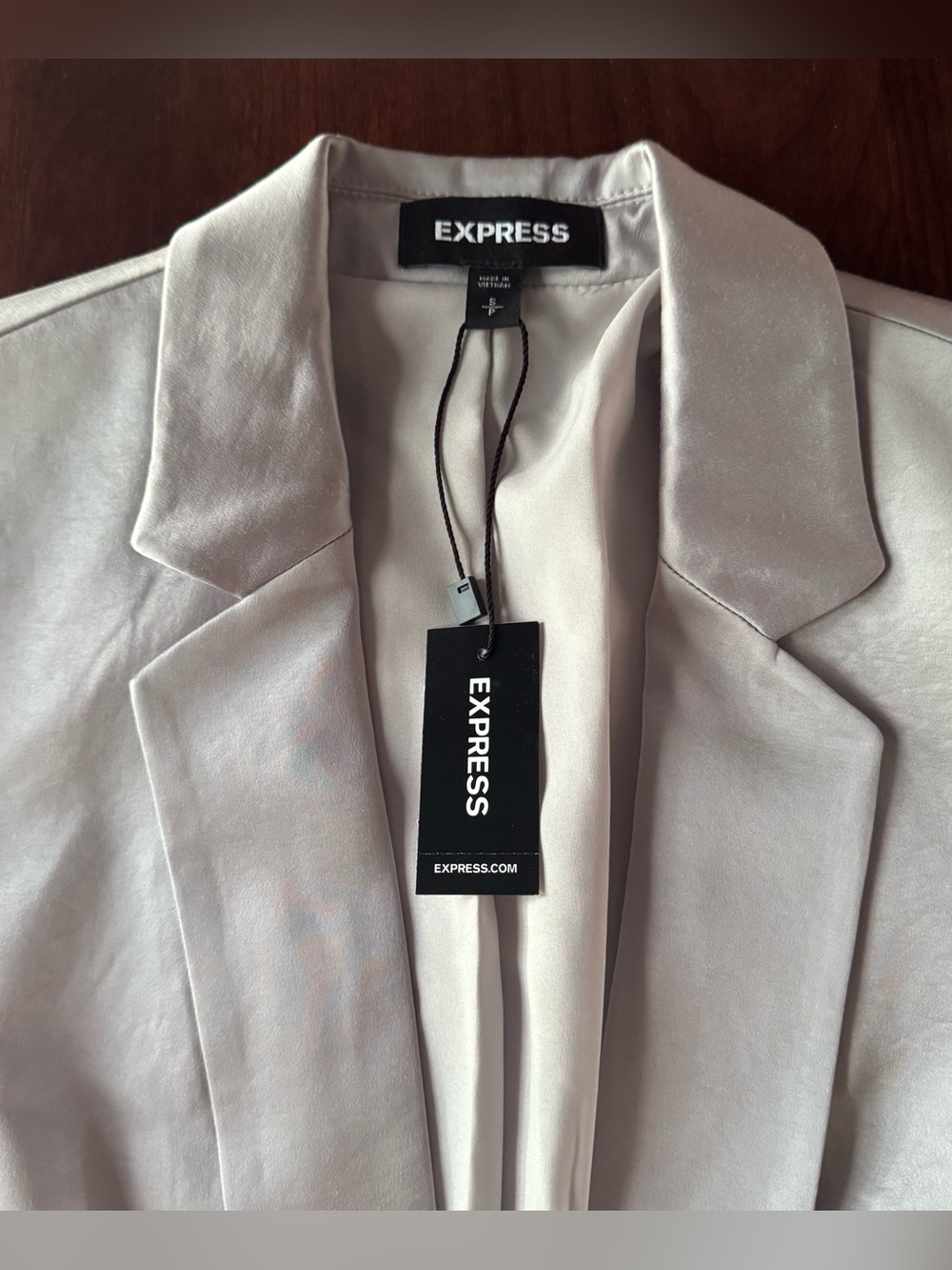 Express Notch Collar Rolled Sleeve Satin Blazer